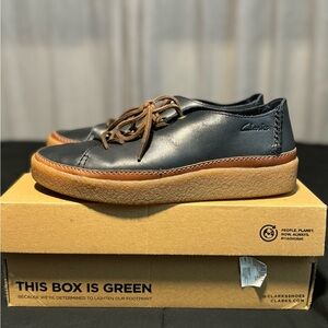 Clarks Oakpark Low Navy Leather
